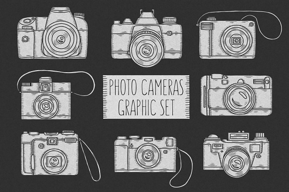 Photo Cameras Graphic Set in Illustrations - product preview 1