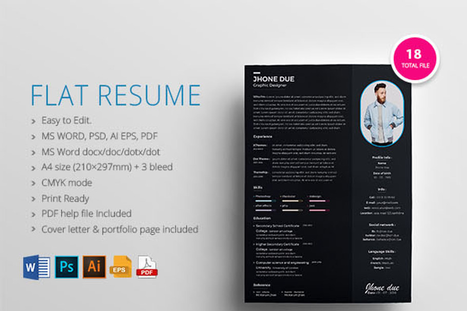 Flat Resume in Resume Templates - product preview 8