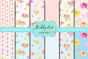 Watercolor Digital Paper Shabby Chic