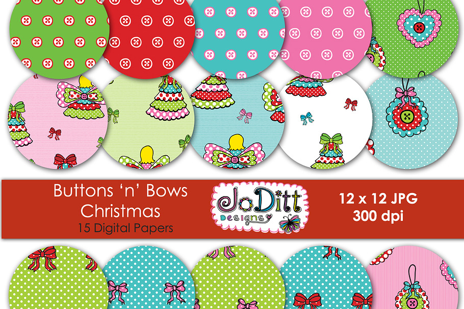 Buttons 'n' Bows Christmas papers
