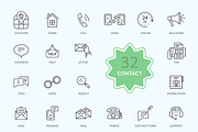 Thin Lines Icons of Contact