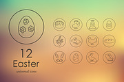 12 easter line icons