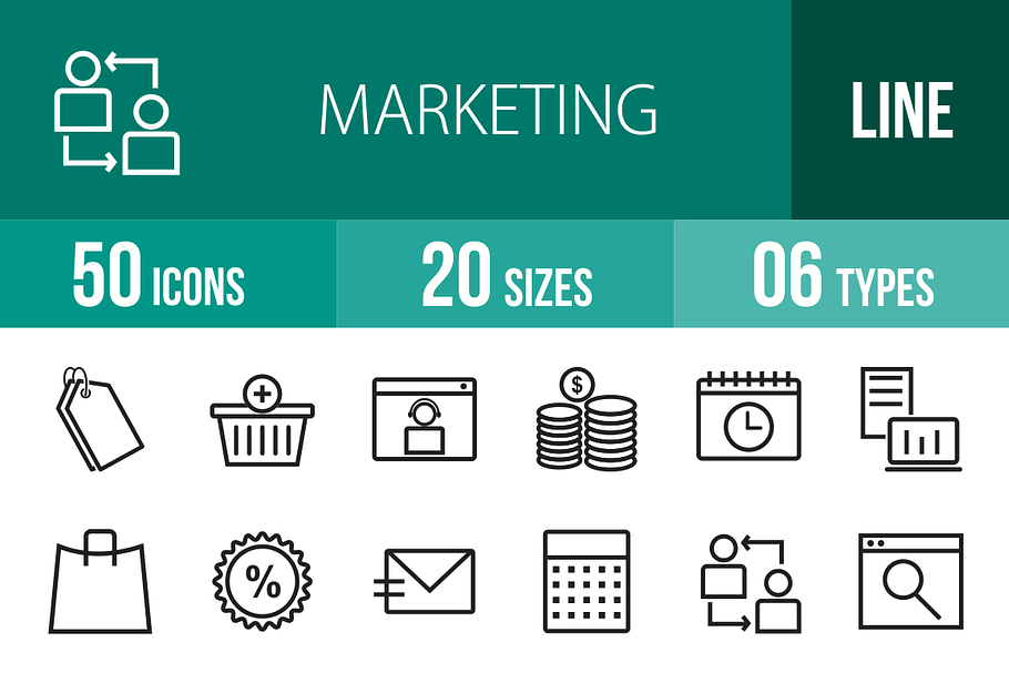50 Marketing Line Icons