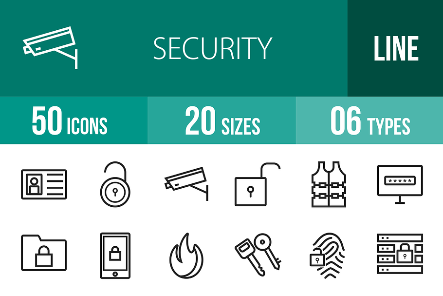 50 Security Line Icons