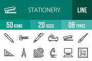 50 Stationery Line Icons