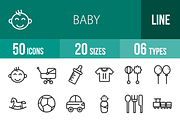 50 Baby Line Icons