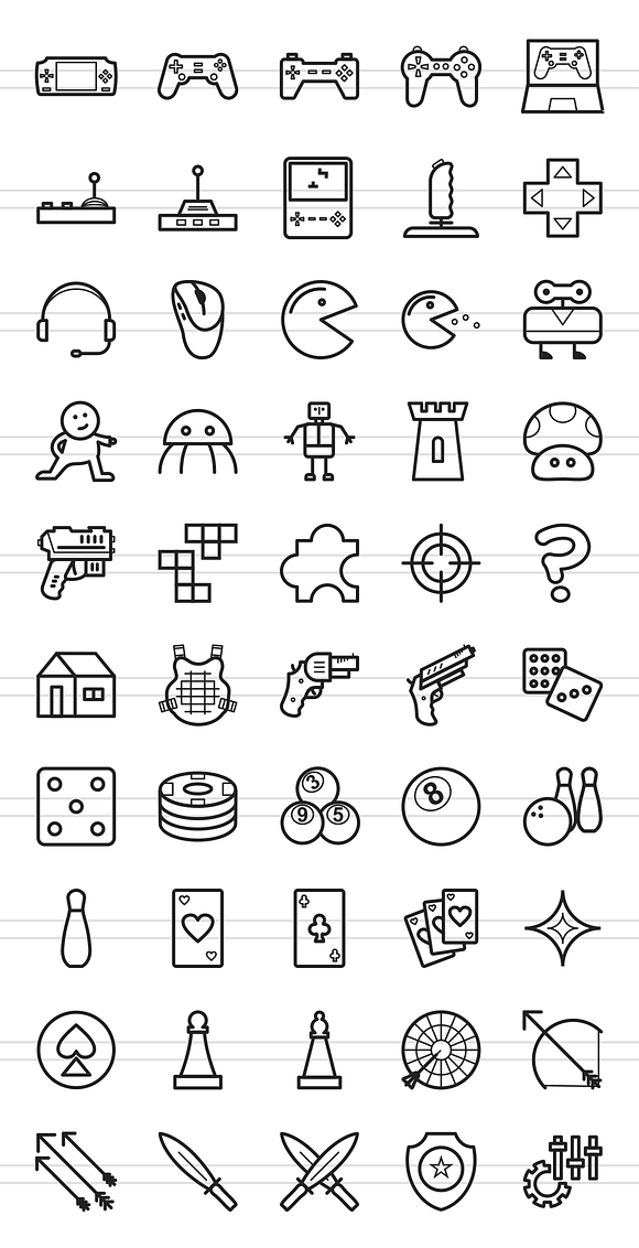50 Games & Entertainment Line Icons in Graphics - product preview 1