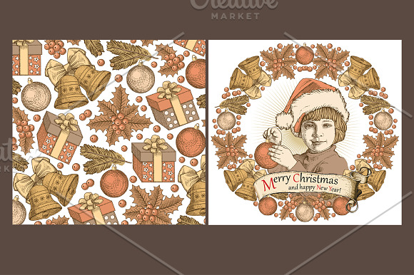 Set. Christmas, New Year, Card. in Illustrations - product preview 1