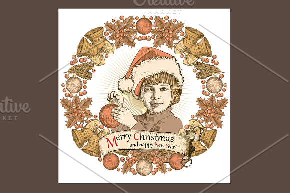 Set. Christmas, New Year, Card. in Illustrations - product preview 2