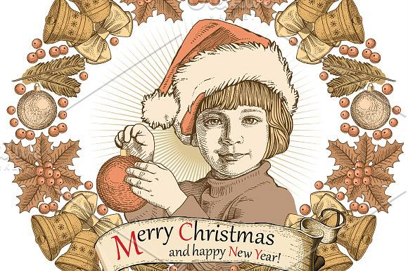 Set. Christmas, New Year, Card. in Illustrations - product preview 4