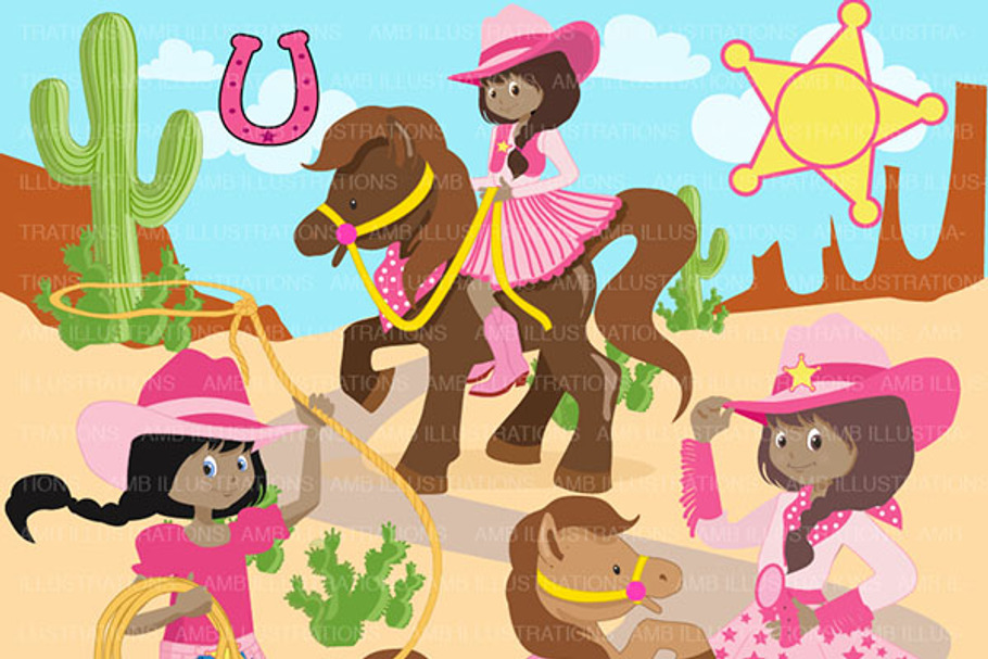 Cowgirls Clipart AMB-1136 in Illustrations - product preview 8