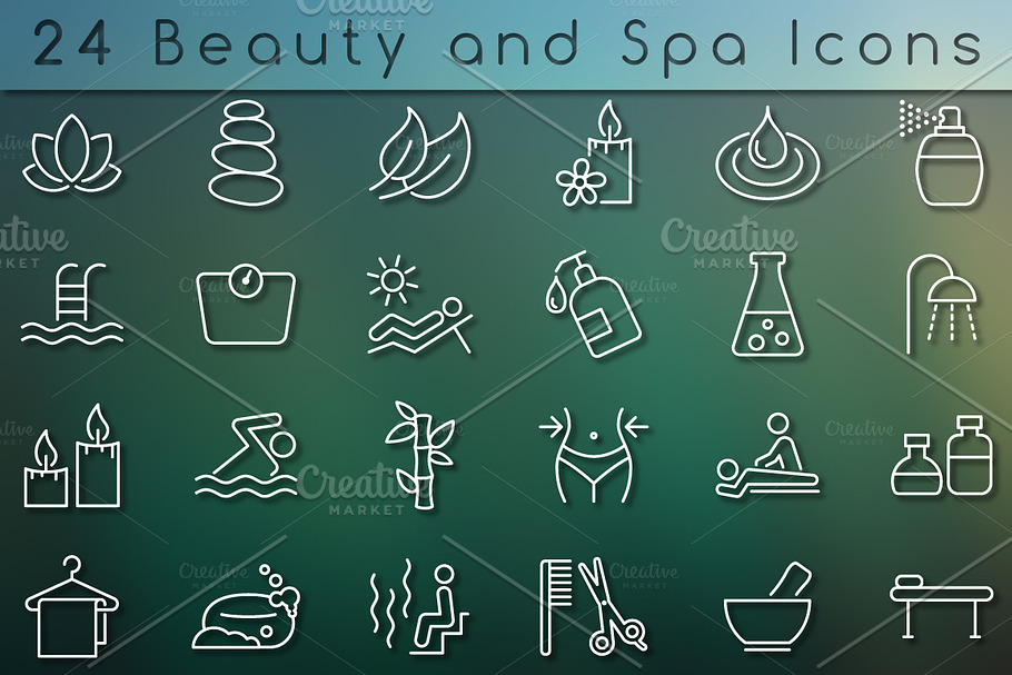Beauty and spa icon set