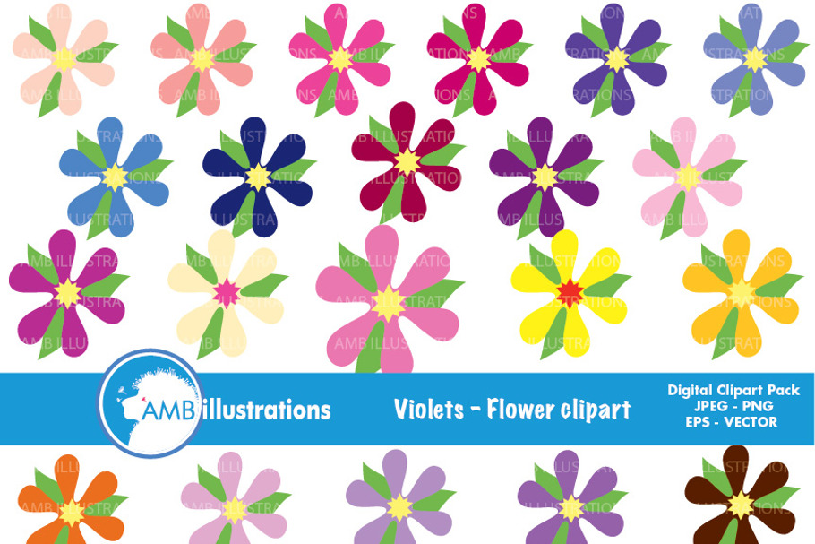 Colorful Violets Clipart AMB-407