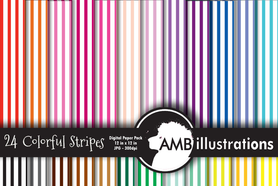 24 stripes digital papers AMB-408