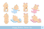 Happy babies vector set