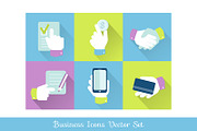 Business and finance icons flat desi