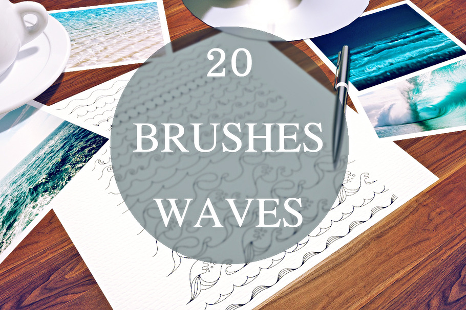 20 brushes waves (Ai) in Photoshop Brushes - product preview 8