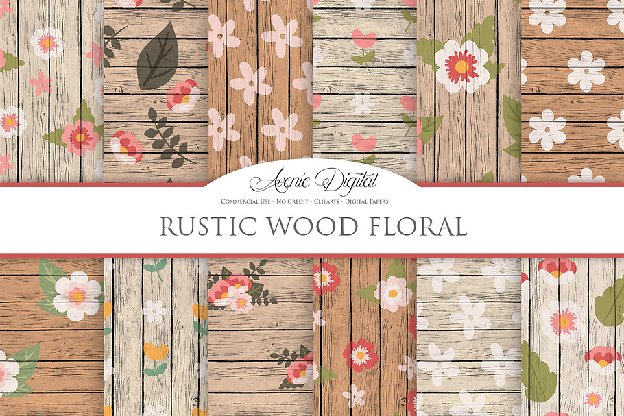 Rustic Wood Floral Backgrounds