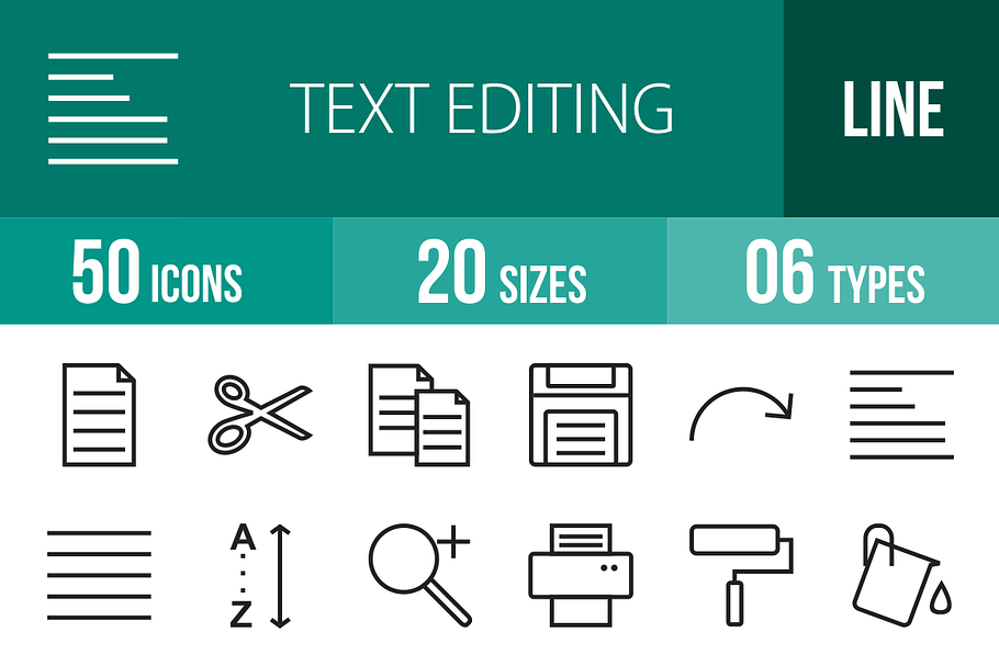 50 Text Editing Line Icons