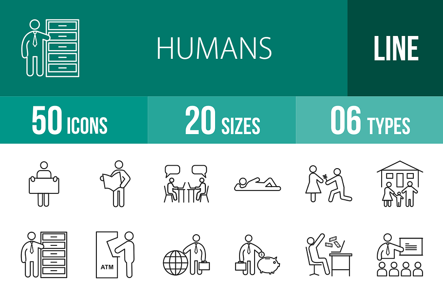 50 Humans Line Icons