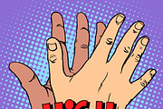 high five greeting white black hand