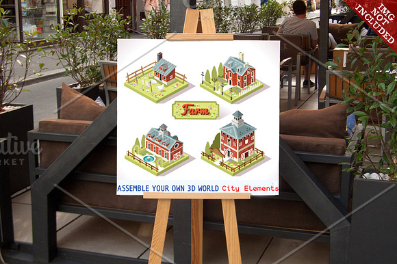 City Map Tiles Farm Elements in Illustrations - product preview 1