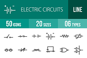 50 Electric Circuits Line Icons