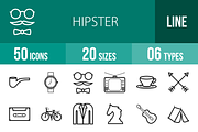 50 Hipster Line Icons