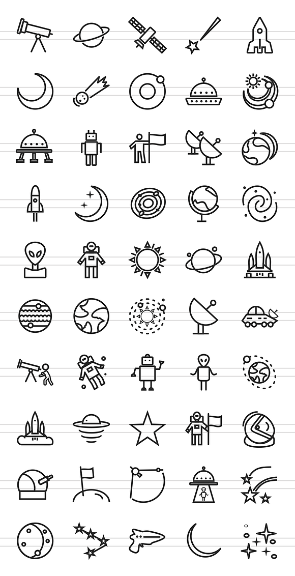 50 Astronomy Line Icons in Graphics - product preview 1