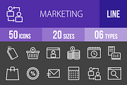 50 Marketing Line Inverted Icons