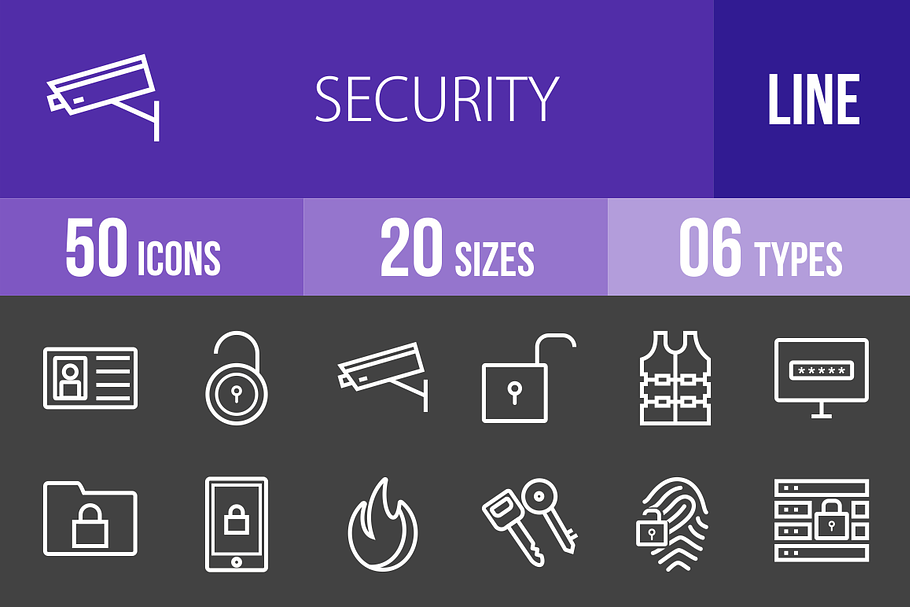 50 Security Line Inverted Icons