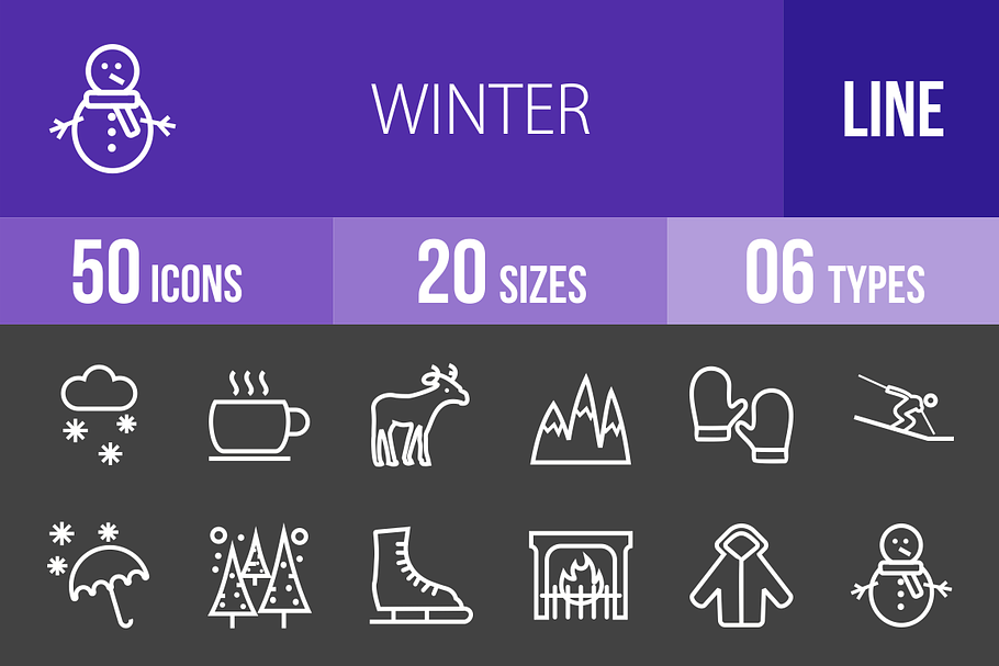 50 Winters Line Inverted Icons