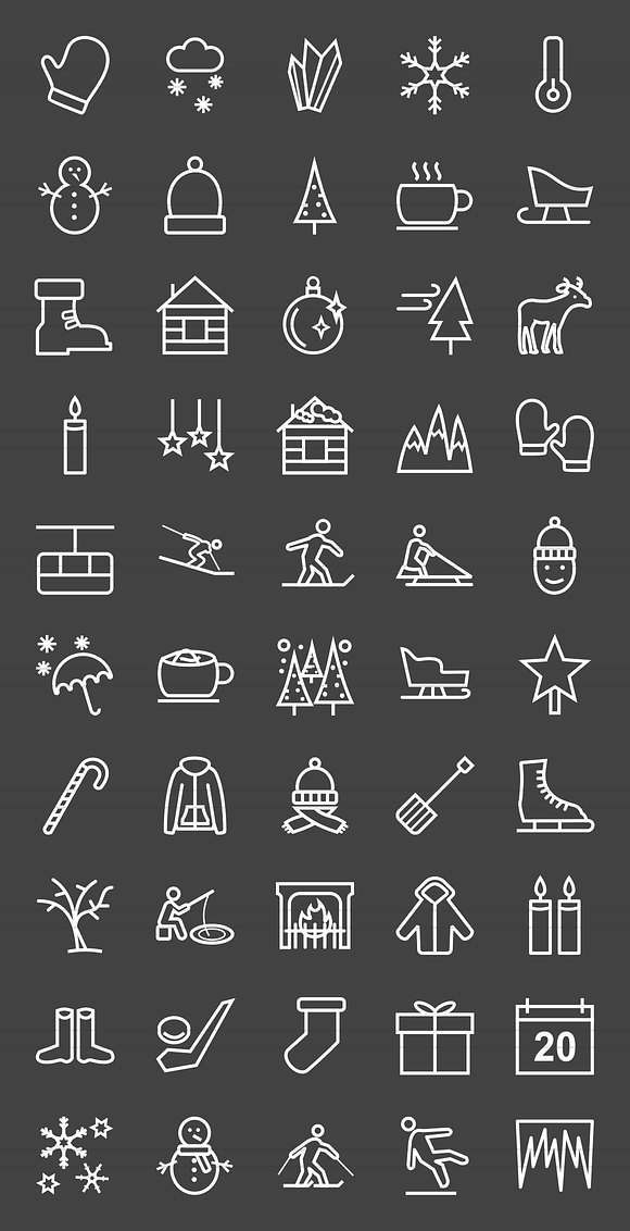 50 Winters Line Inverted Icons in Icons - product preview 1
