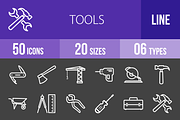 50 Tools Line Inverted Icons