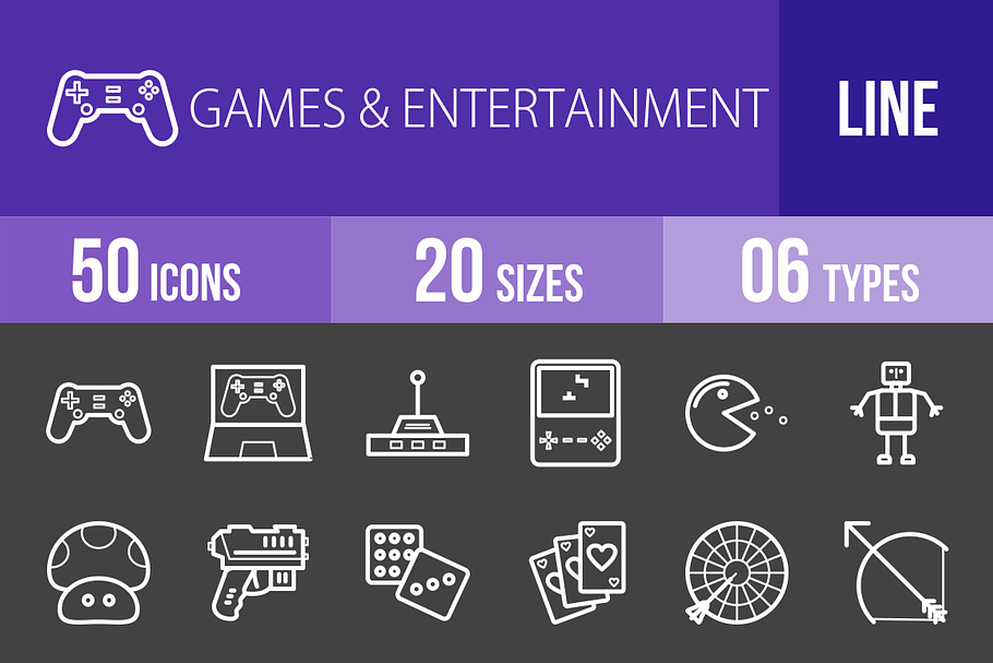 50 Games Line Inverted Icons