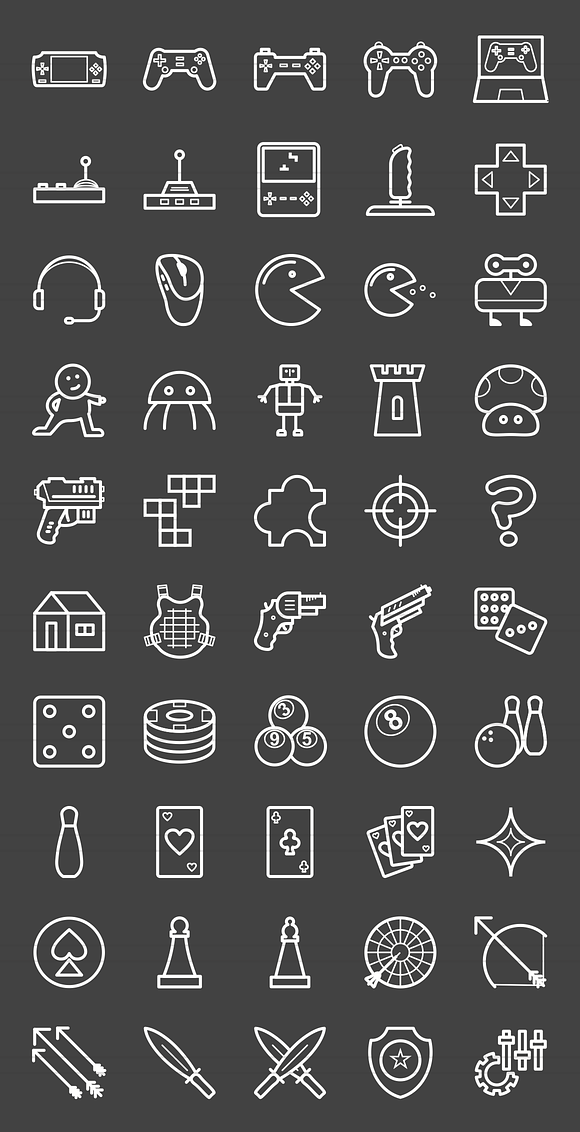 50 Games Line Inverted Icons in Graphics - product preview 1