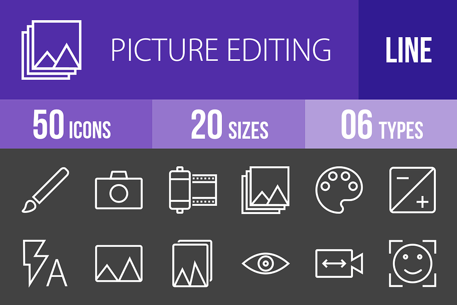 50 Picture Edit Line Inverted Icons