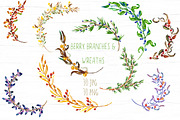 Wreaths and branches watercololor