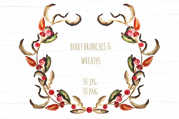 Wreaths and branches watercololor in Illustrations - product preview 2