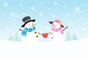 Snowman Couple In Love