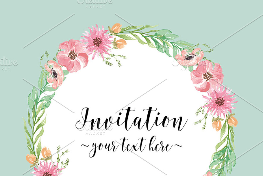 Vector watercolor wreath in Illustrations - product preview 8