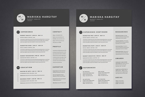 2 Pages Hipster Elegant Resume in Resume Templates - product preview 1