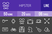 50 Hipster Line Inverted Icons