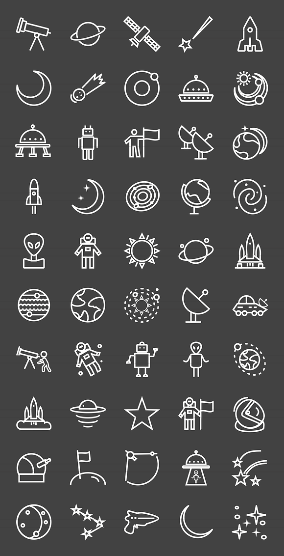 50 Astronomy Line Inverted Icons in Graphics - product preview 1