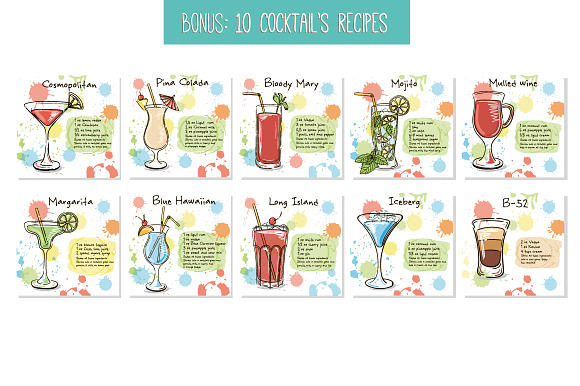 Classic Cocktails, Alcohol Drinks in Illustrations - product preview 3