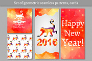 New Year seamless patterns, cards