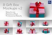 8 Photorealistic Gift Box Mockps v.2