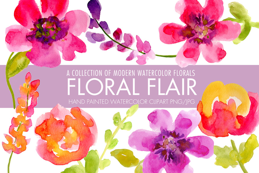 Modern Floral Watercolor Flowers in Illustrations - product preview 8