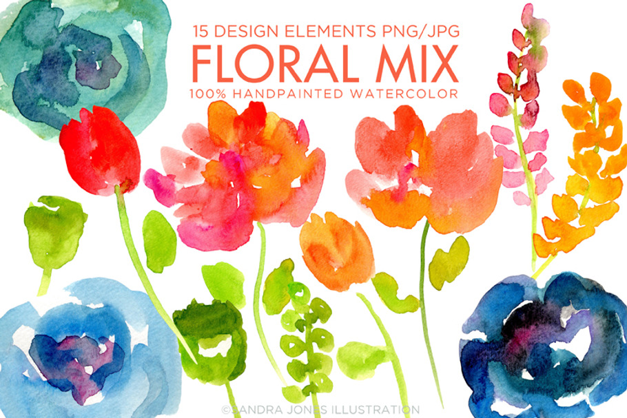 Watercolor Florals Abstract Flowers