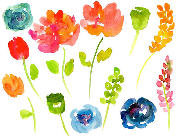 Watercolor Florals Abstract Flowers in Illustrations - product preview 2